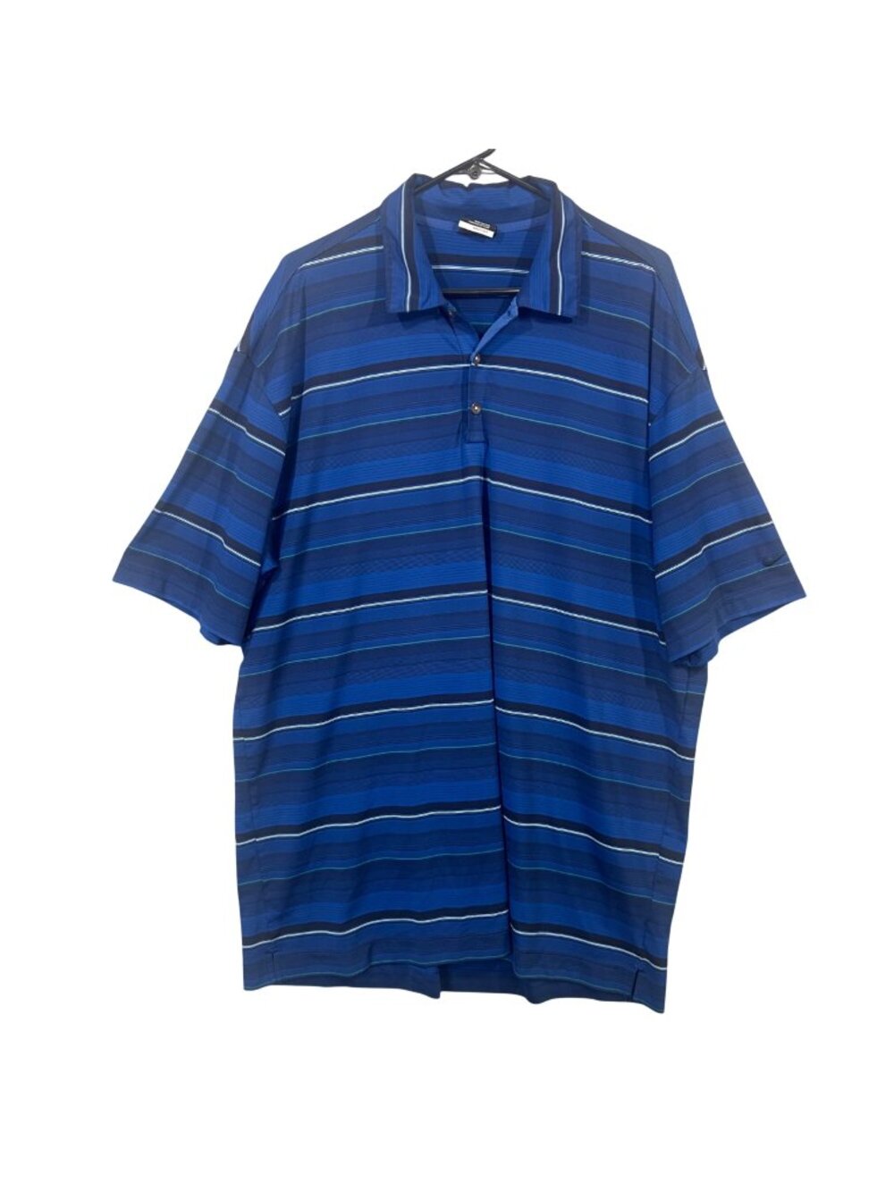 Nike Golf Mens XL Blue Stripe Polo Shirt NikeFit Dry Performance EUC